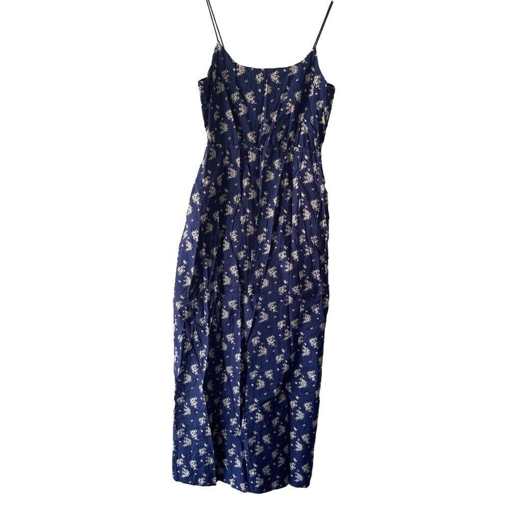 J. CREW Womens Dress Maxi Spaghetti Strap Lined Cotton Blue White, size 10